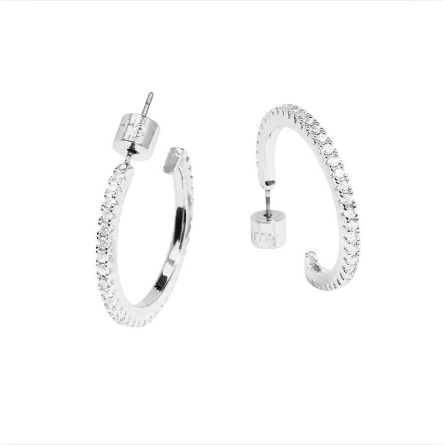Rho Small Pave Hoop Earring