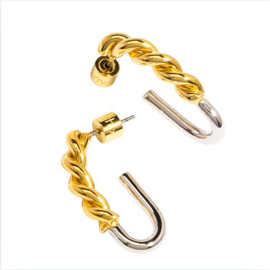 Rho Two Tone Braided Hoop Earring