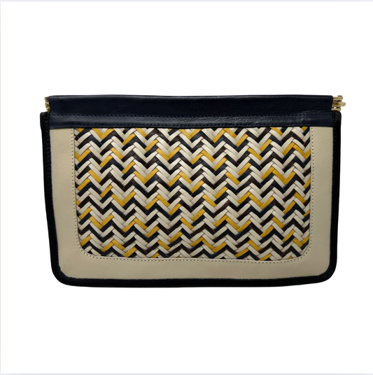 Snap Clutch- Woven Zigzag