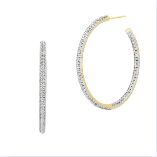 Freida Rothman Blossoming Pave Hoop Earrings