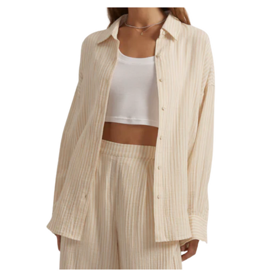 Favorite Daughter Ex-Boyfriend Shirt in Sand Stripe