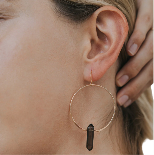 JaxKelly Quartz Hoop Earrings
