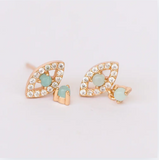 Evil Eye Drop - Amazonite - Gold Earrings
