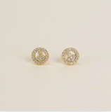 Pave Stud - Peace Sign - Gold Earrings