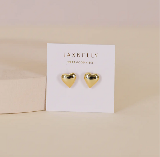 Puffed Gold Heart Earrings