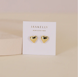 Puffed Gold Heart Earrings
