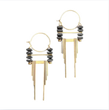 Art Deco Hematite and Brass Hoop Earring