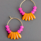 Pink and Orange Glass Hoop Earrings