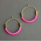 Neon Pink Glass Hoop Earrings