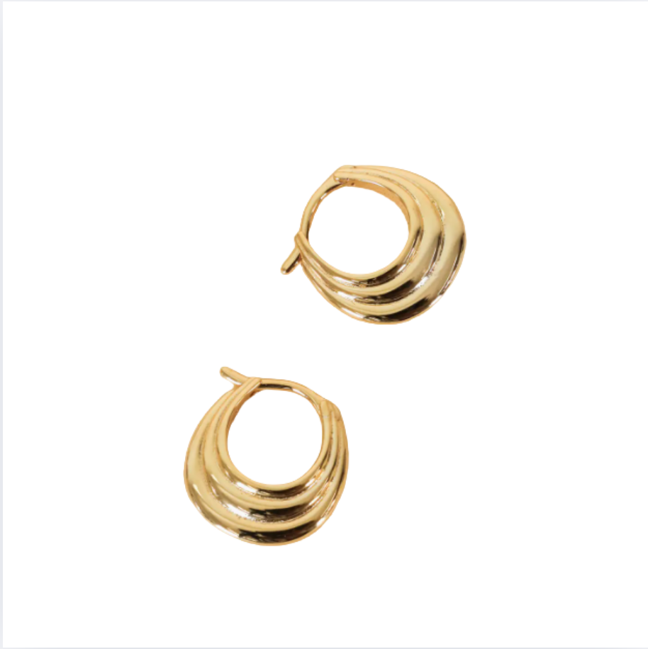 Gold Hoop Earrings Triple Arch