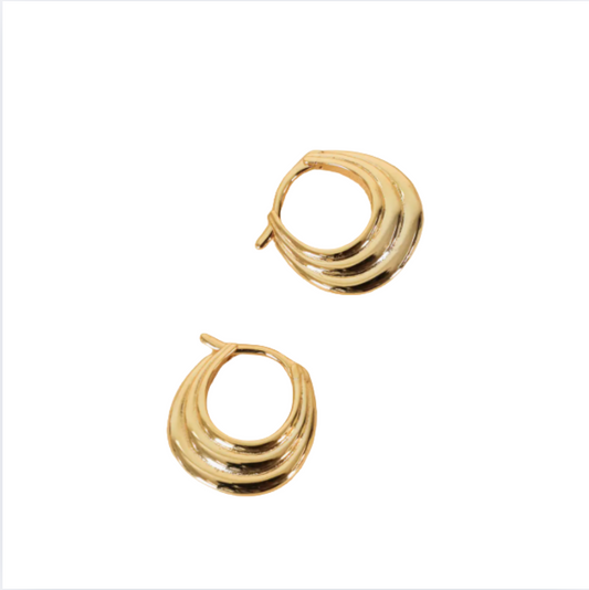 Gold Hoop Earrings Triple Arch