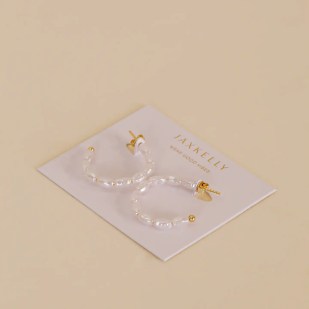 Multi Pearl Hoop Earrings