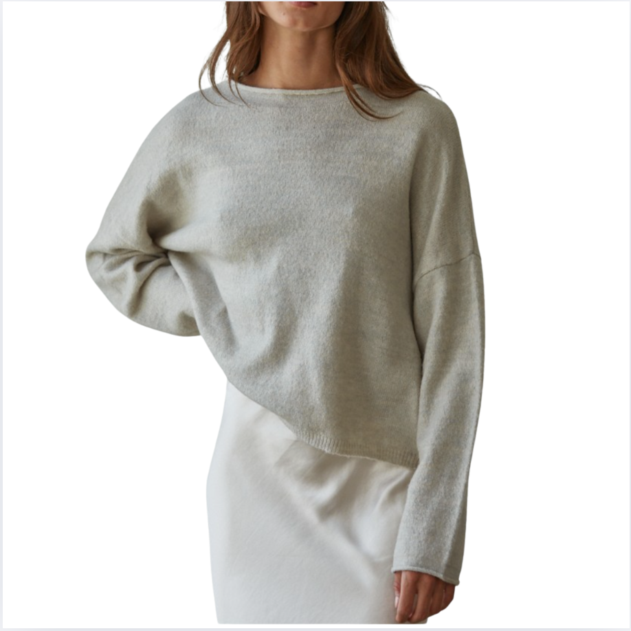 Knit Sweater Rolled Round Neck Pullover