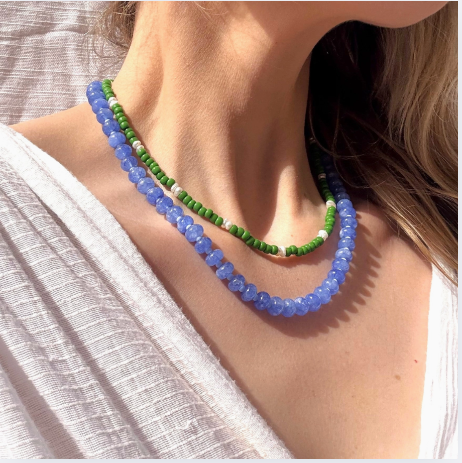 Cornflower Stone Candy Beaded Necklace