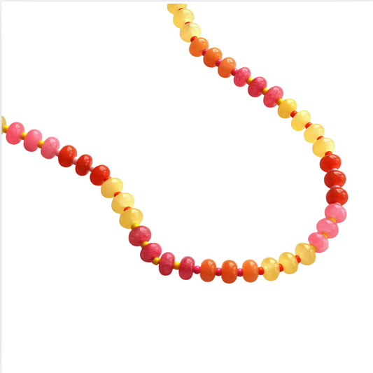 Sunset Stone Candy Beaded Necklace - 18"