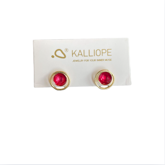 Kalliope Red Enamel Disc Earrings