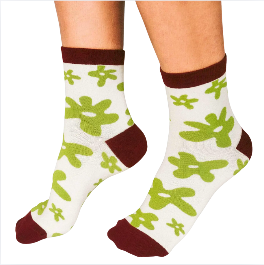Flower Knit Ankle Sock by Hannah Packer
