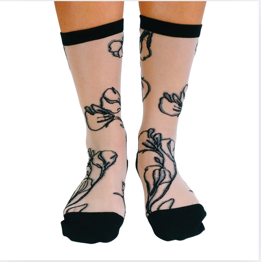 Flower Sheer Ankle Sock