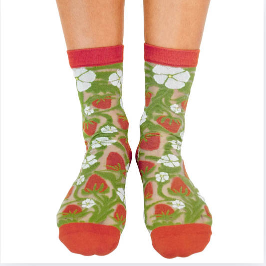 Strawberry Sheer Ankle Sock