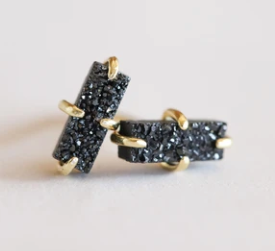 JaxKelly Druzy Bar Stud Earrings