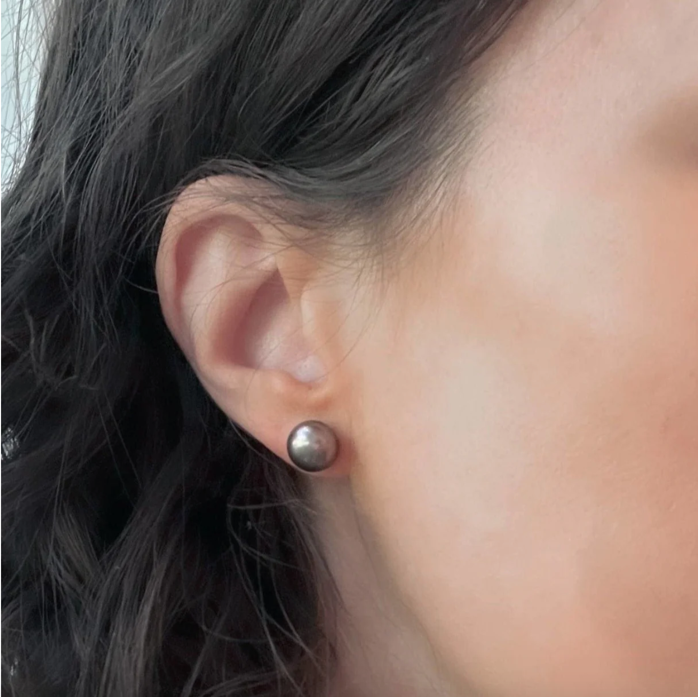 Large Round Pearl Stud Earrings