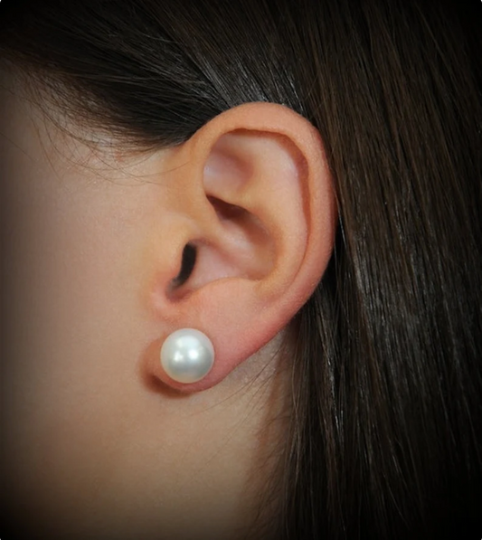 Large Round Pearl Stud Earrings