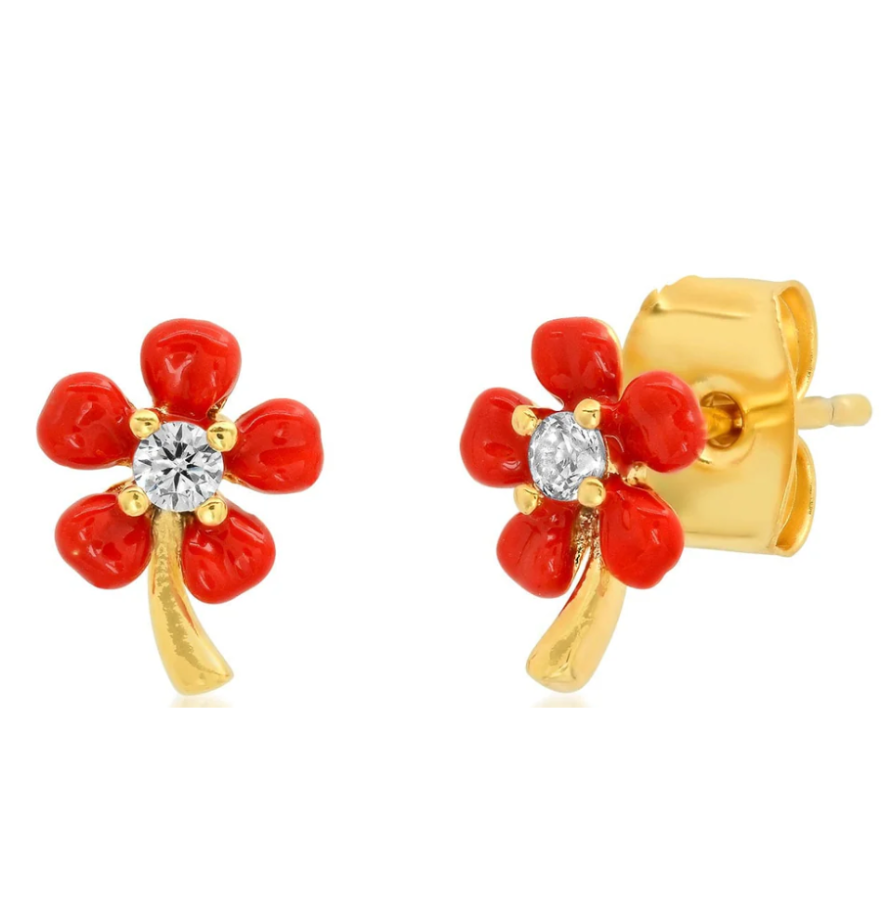 Enamel Flower Stud Earring