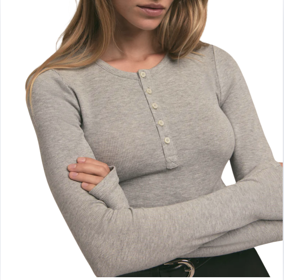 Favorite Daughter The Henley Ribbed Long Sleeve