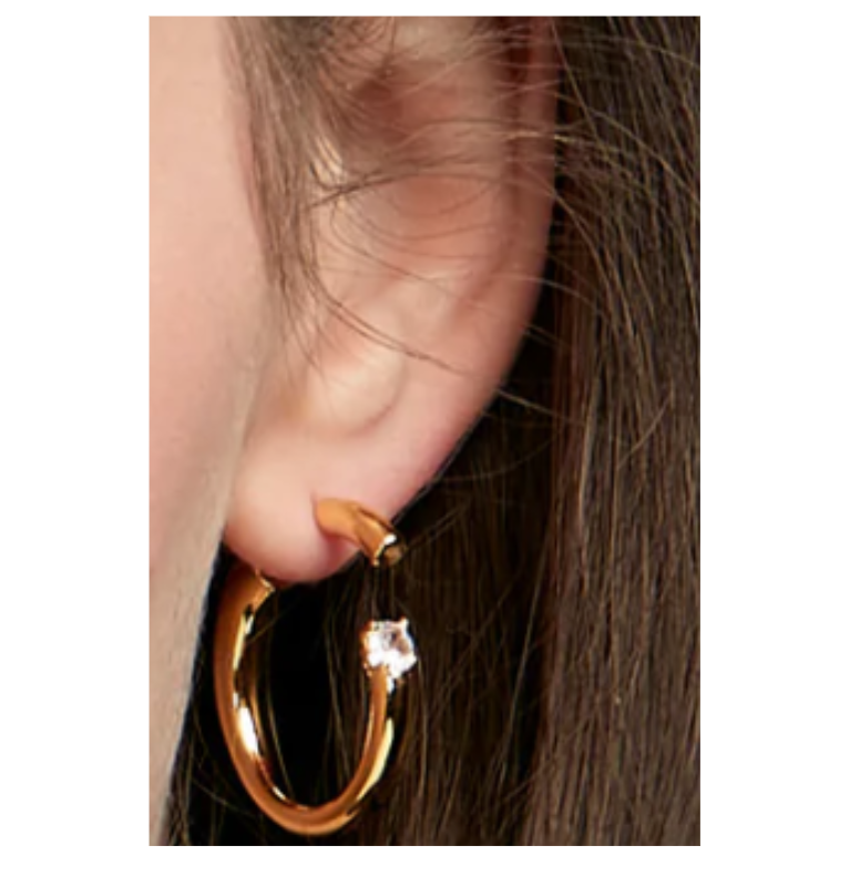 rho Front Post Crystal Hoop Earrings