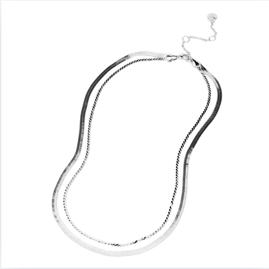 Rho Layered Herringbone Short Necklace