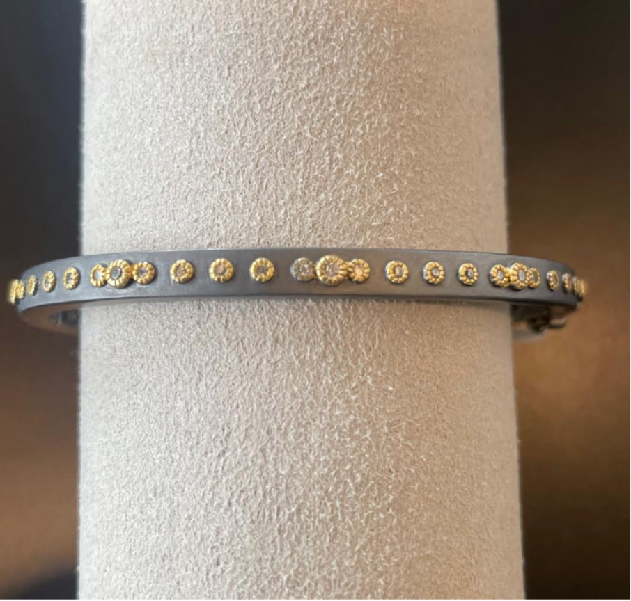 Freida Rothman Mini Stud Bezel Stone Eternity Hinge Bangle