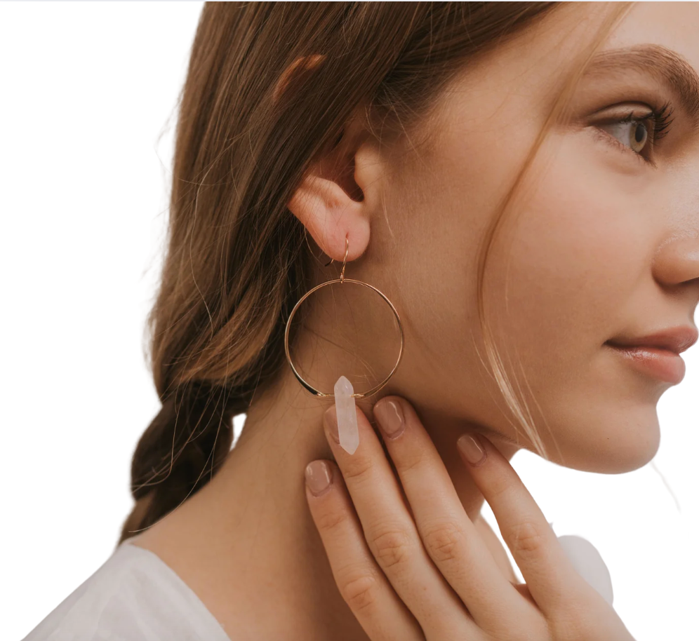 JaxKelly Quartz Hoop Earrings